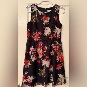 Loft black with multi colored flower dress